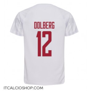 Danimarca Kasper Dolberg #12 Seconda Maglia Mondiali 2022 Manica Corta